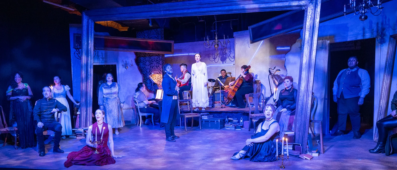 The full cast of Natasha, Pierre and the Great Comet of 1812 on stage